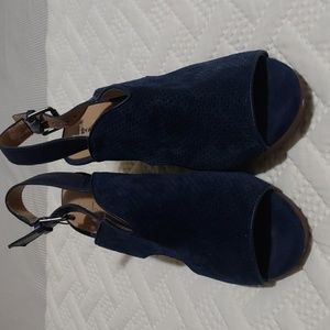 Navy suede wedge sandals  6.5